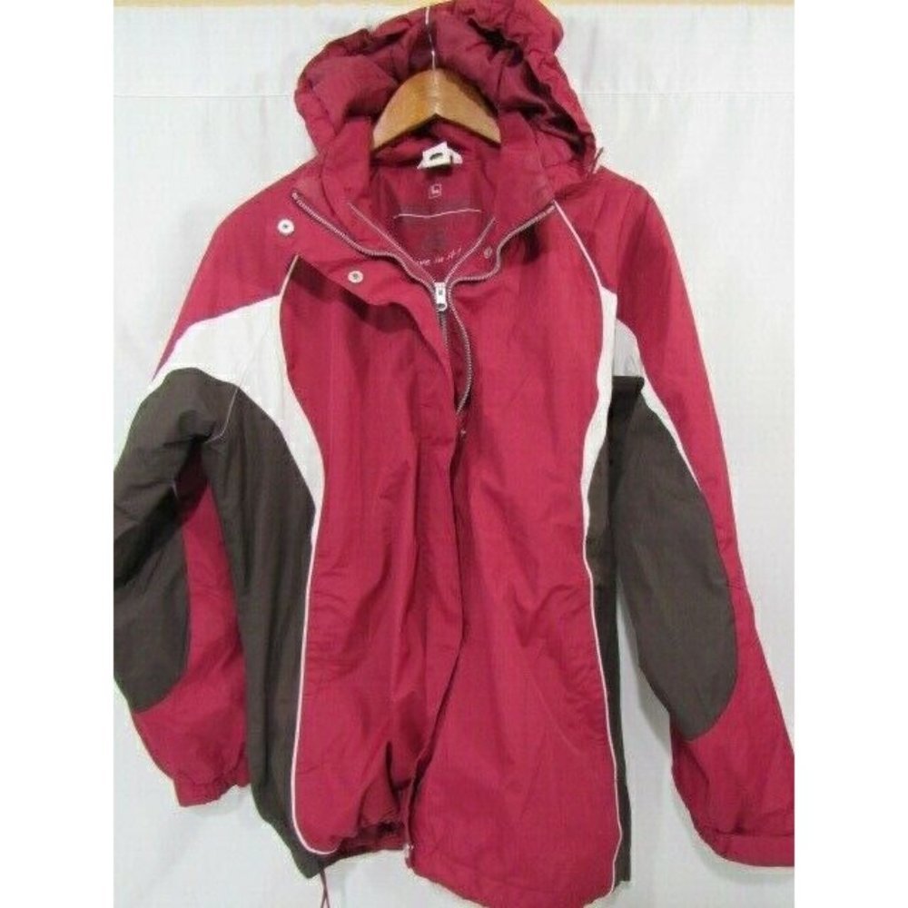 Radiance Free Country Live it women's L Red Black White winter Hooded Quilt Coat